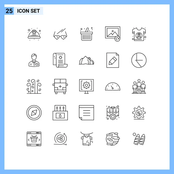 Stock Vector Icon Pack Mit Zeilenzeichen Und Symbolen Für Tag — Stockvektor