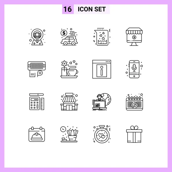 Modern Set Outlines Pictograph Adapter Chemical Computer Shop Editable Vector — Stock Vector