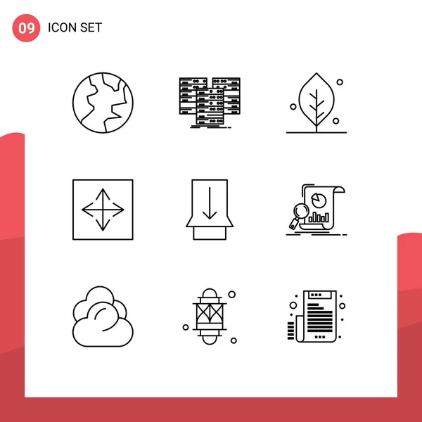 Conjunto Moderno Líneas Gráficos Gesto Navegador Ecología Flecha Angulares Elementos — Vector de stock