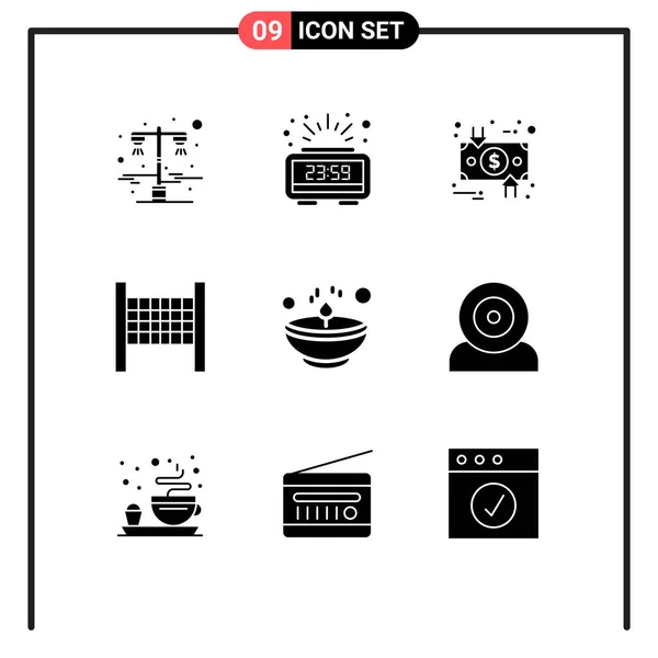 Modernes Set Von Solid Glyphen Piktograph Aus Leuchtenden Hellen Aufladenden — Stockvektor