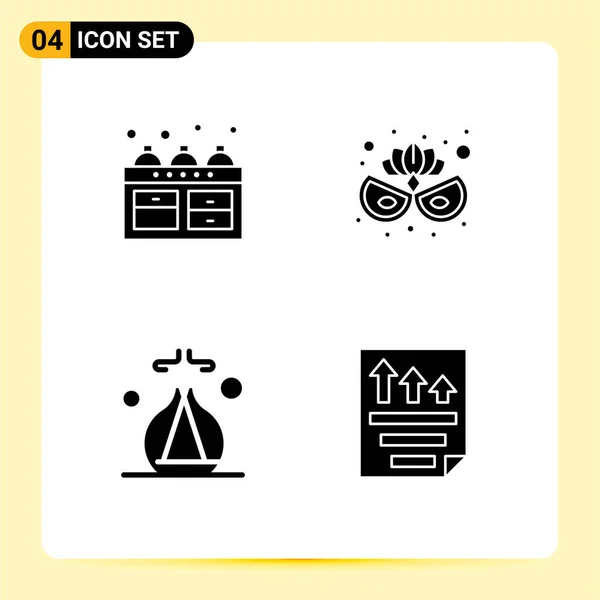 Icône Vectorielle Paquet Signes Symboles Ligne Pour Cuisinière Spa Four — Image vectorielle