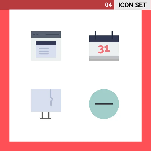 Mobile Interface Flat Icon Set Pictograms Communication Infected User Date — Vector de stock