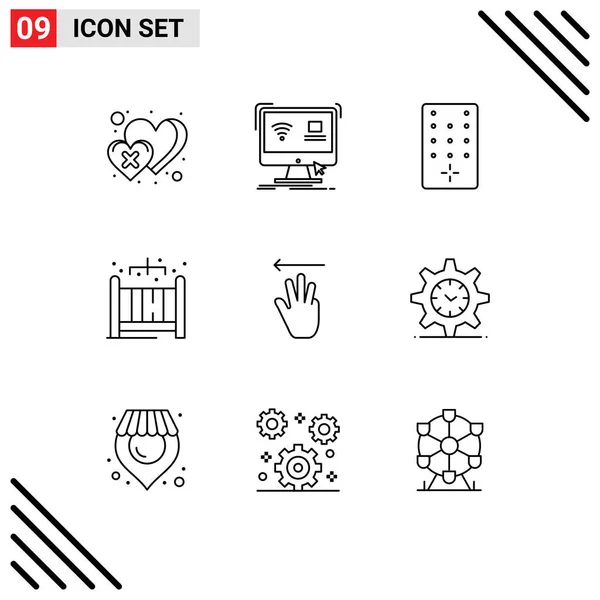 User Interface Outline Pack Modern Signs Sysymbols Hand Smart Baby — Vector de stock