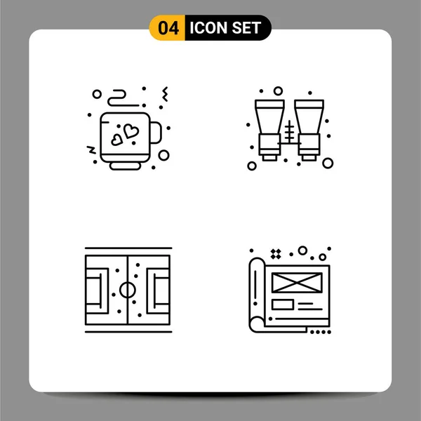 Modern Set Filledline Flat Colors Pictograph Coffee Playground Binocular Travel — Archivo Imágenes Vectoriales