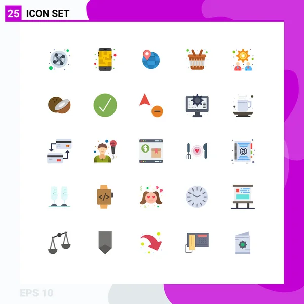 Set Modern Icons Sysymbols Signs Team Work Management Location Shopping — Vector de stock