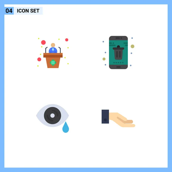 Set Commercial Flat Icons Pack Business Drops Speech Delete Tears — Stock Vector