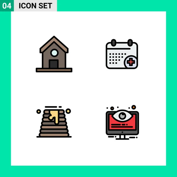 전형적 Vector Filledline Flat Colors Editable Symbols Education Cake Science — 스톡 벡터