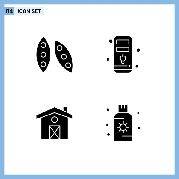 Creative Icons Modern Jelek Szimbólumok Bab Ház Élelmiszer Egészségügyi Cpu — Stock Vector