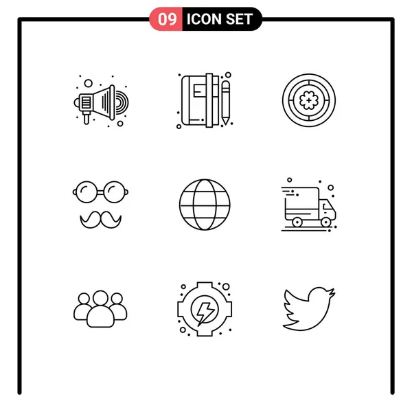 Universal Icon Symbols Group Modern Outlines Internet Especificações Flores Óculos — Vetor de Stock