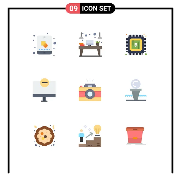 Stock Vector Icon Pack Mit Zeilenzeichen Und Symbolen Für Kamera — Stockvektor