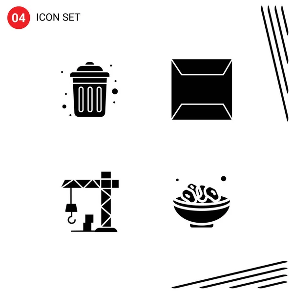 Universal Icon Symbols Group Modern Solid Glyphs Dustbin Crane Recycle — Stock Vector