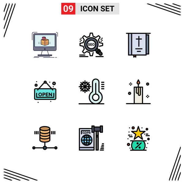 Set Modern Icons Symbols Signs Climate Board Setting Open Religion — Stock Vector