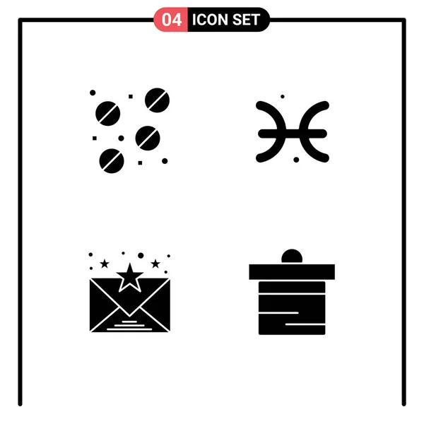 Universal Solid Glyph Signs Symbols Medicine Communication Astrology Greece Dollar — Stock Vector