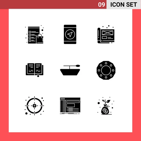 クリスマス ボート 創造的 書籍などのWeb印刷メディアのための9つのモダンなソリッドグリフ記号とシンボルのパック編集可能なベクトルデザイン要素 — ストックベクタ