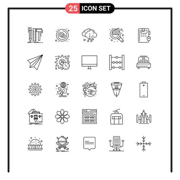 Universal Icon Symbols Group Modern Lines Book Search Lucemia Chart — Διανυσματικό Αρχείο