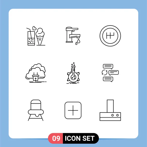 Conjunto Icones Modernos Símbolos Sinais Para Energia Energia Água Conexão — Vetor de Stock