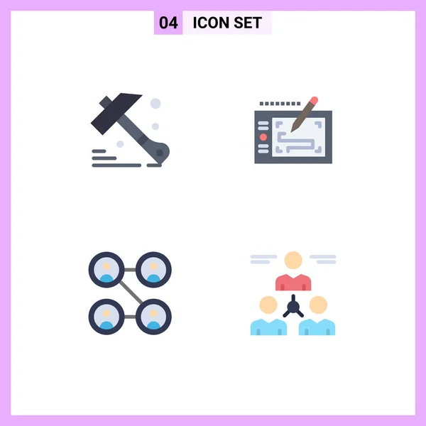 Pack Creative Flat Icons Construction Social Tablet Layout User Editable — Vector de stock