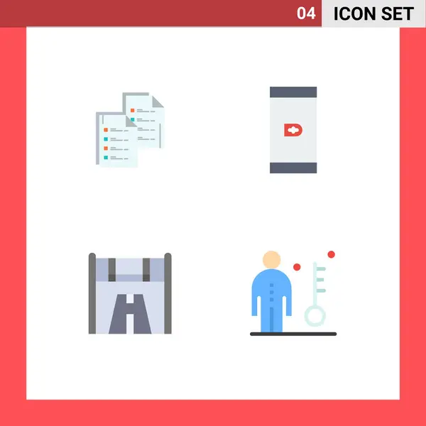 Mobile Interface Flat Icon Set Pictograms Document Checkpoint Copy Cashless — Stockový vektor