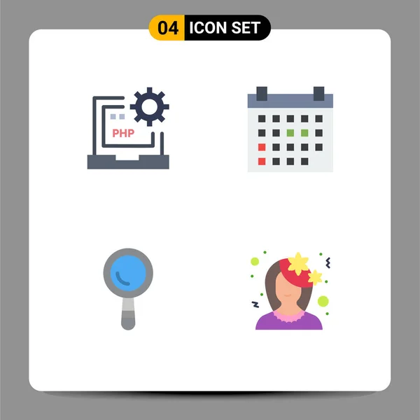 Thematic Vector Flat Icons Editable Sysymbols Code Search Development Date — Archivo Imágenes Vectoriales