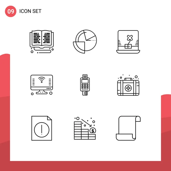 Modern Set Outlines Pictograph Wifi Iot Diagrama Internet Ireland Editable — Vector de stock