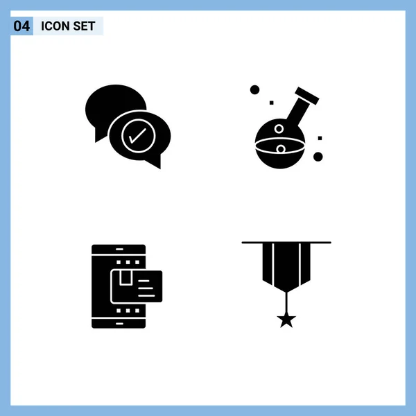 User Interface Pack Basic Solid Glyphs Chat Kereskedelem Csevegés Kórház — Stock Vector