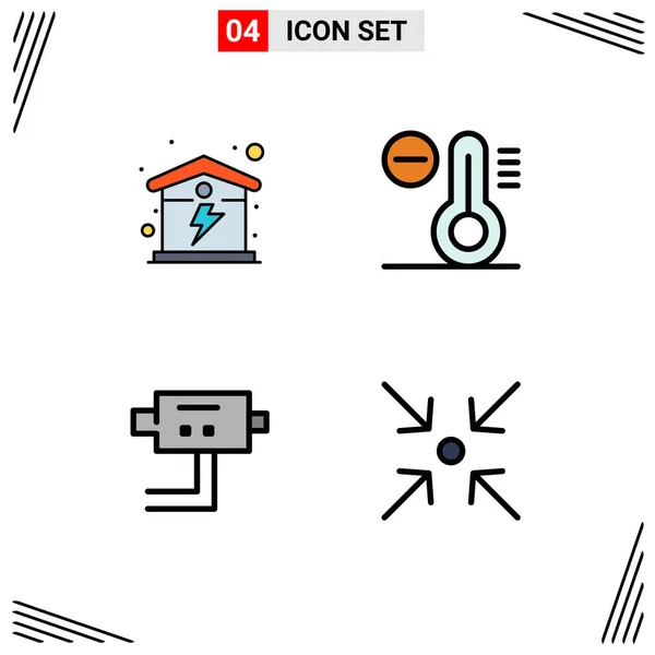 Mobile Interface Filledline Flat Color Set Pictograms Electric Security Energy — Stock Vector
