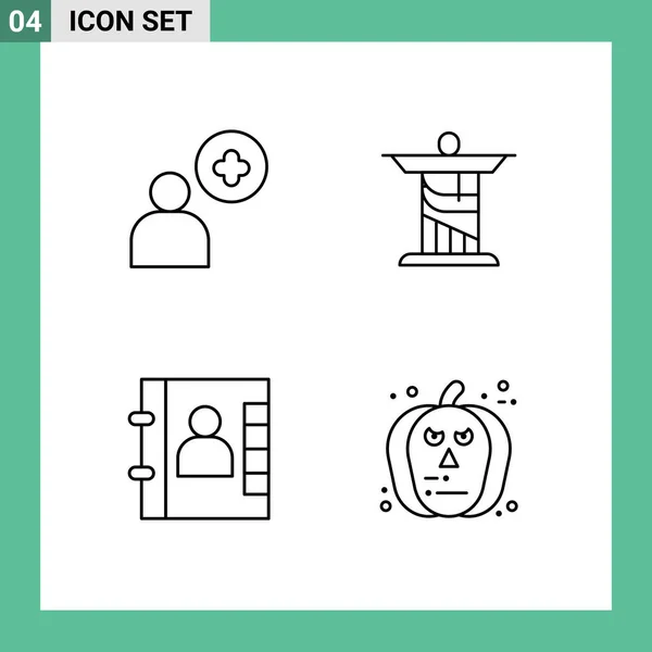 Set Modern Icons Sysymbols Signs Add Phone Jesus Landmark Halloween — Archivo Imágenes Vectoriales