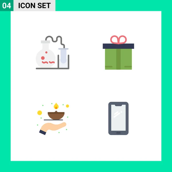 Conjunto Moderno Iconos Planos Símbolos Como Tubo Llama Ciencia Compras — Vector de stock