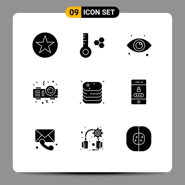 User Interface Pack Basic Solid Glyphs Cooking Beef Eye Party — Διανυσματικό Αρχείο