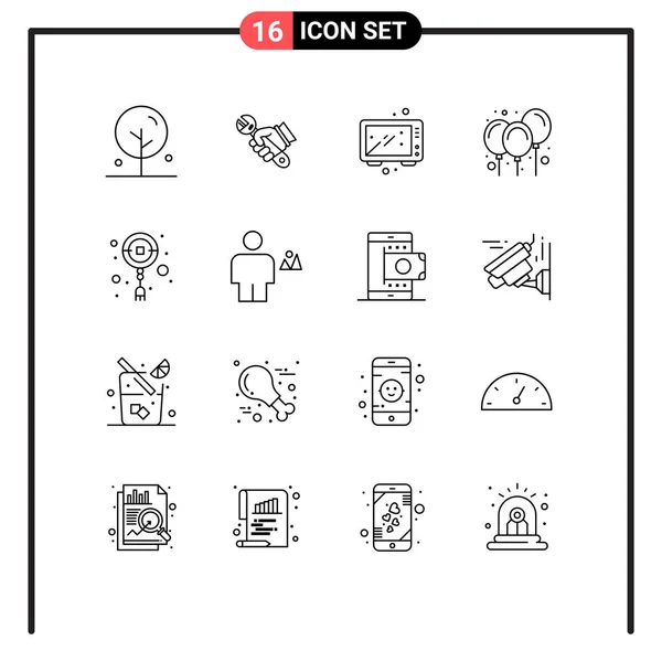 Creative Icons Modern Signs Sysymbols Decoration Air Hand Balloons Kitchen — Vector de stock