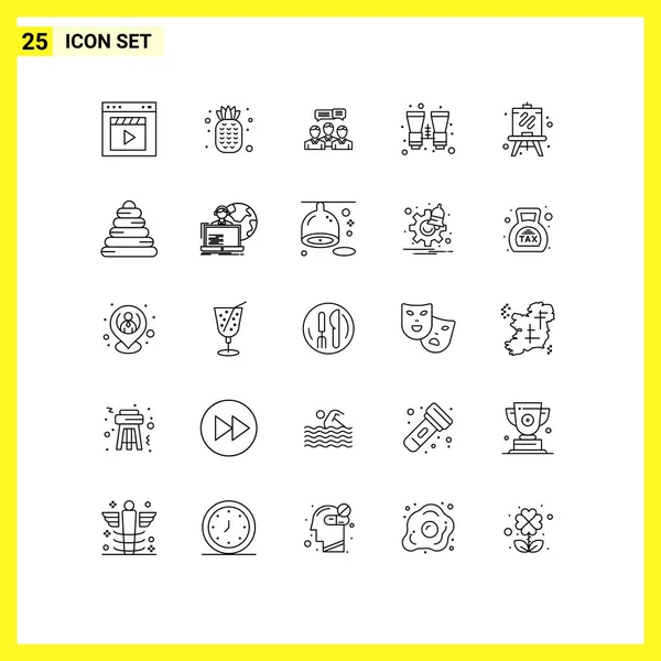 Stock Vector Icon Pack Mit Linienzeichen Und Symbolen Für Reisen — Stockvektor