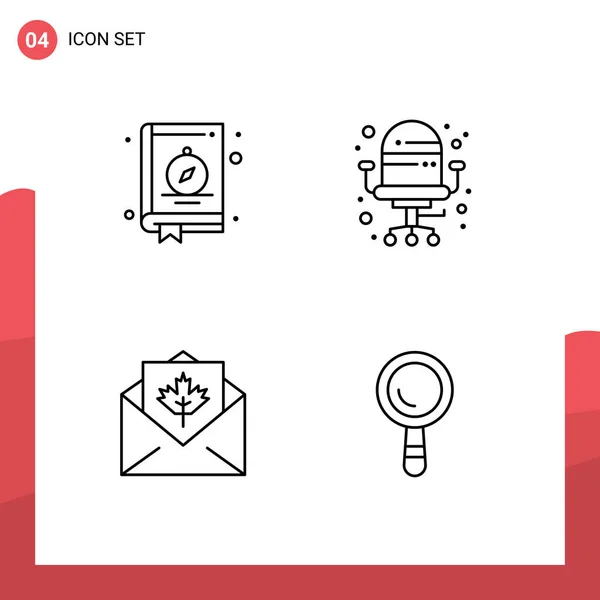 Stock Vector Icon Pack Line Signs Symbols Compass Greetings Camped — 스톡 벡터