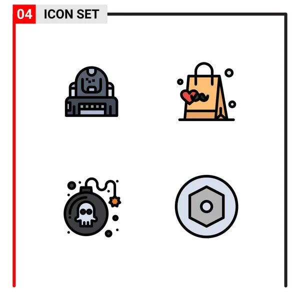 Interfejs Użytkownika Filledline Flat Color Pack Nowoczesnych Znaków Symboli Astronauta — Wektor stockowy