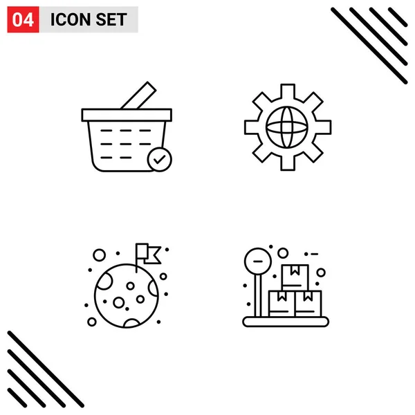 Stock Vector Icon Pack Mit Linienzeichen Und Symbolen Für Kauf — Stockvektor