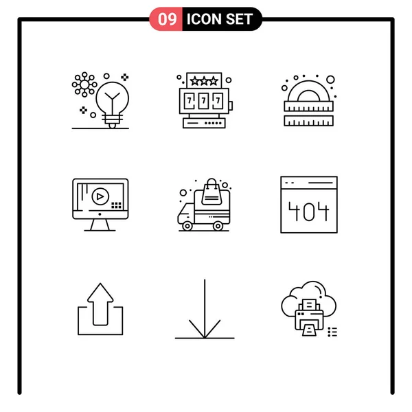 Stock Vector Icon Pack Líneas Símbolos Para Entrega Reproducción Dibujo — Vector de stock