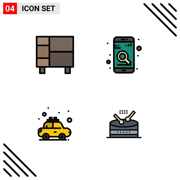 Stock Vector Icon Pack Line Signs Symbols Appliances Car House — Stock Vector