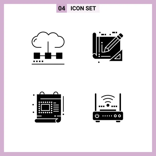 Benutzeroberfläche Solid Glyph Pack Moderner Zeichen Und Symbole Aus Wolke — Stockvektor