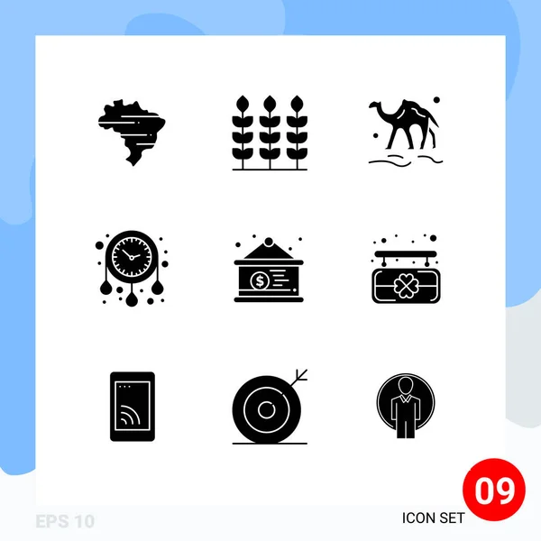 Set Kereskedelmi Solid Glyphs Csomag Dollár Ellátás Állat Díszíteni Ház — Stock Vector