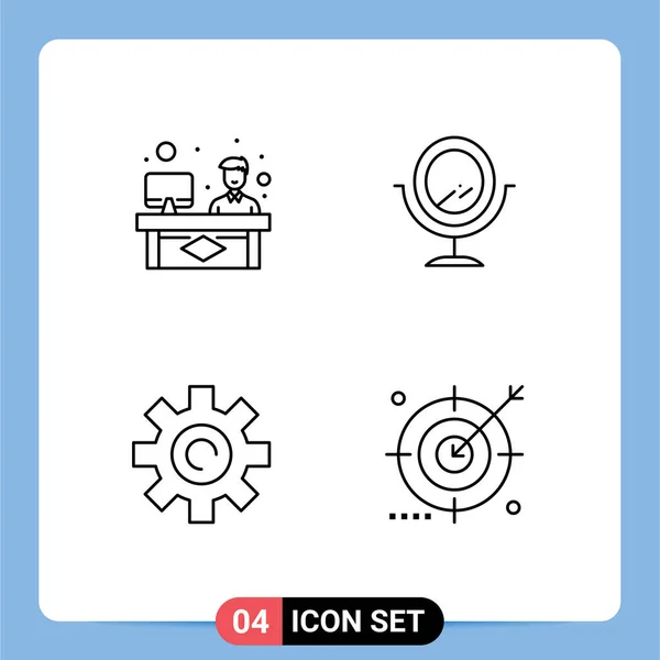 Stock Vector Icon Pack Line Signs Symbols Chat User Working — Stockový vektor