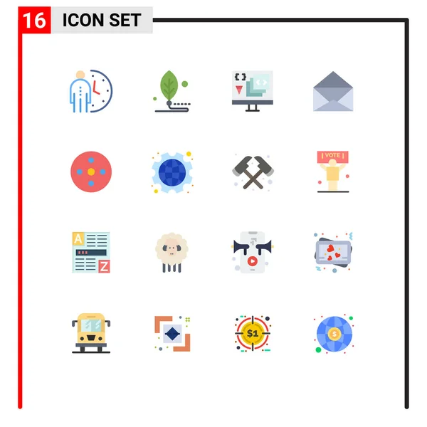 Set Modern Icons Sysymbols Signs Open Message Leaf Programming Develop — Vector de stock