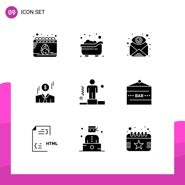 Universal Icon Symbols Group Modern Solid Glyphs Business Man Attachment — Vetor de Stock