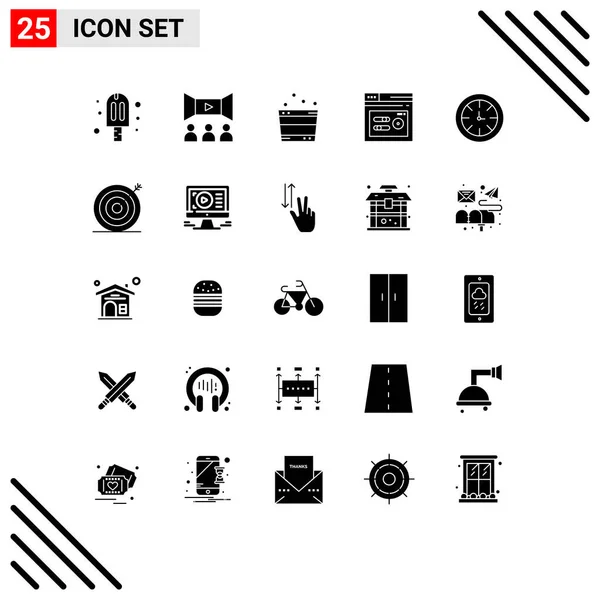 Set of 25 Modern UI Icons Symbols Signs for timer, web, bucket, seo, keyword Editable Vector Design Elements