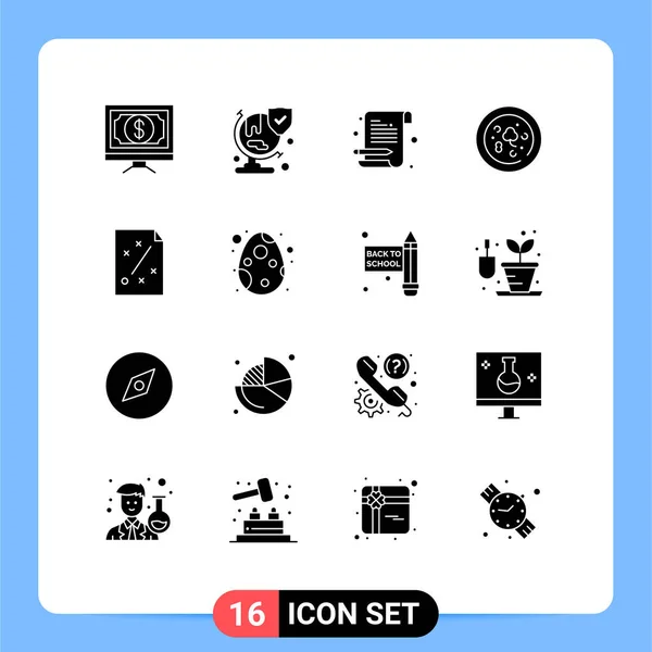 Mobile Interface Solid Gyph Set Pictograms Ideas Drink Shield Food — Archivo Imágenes Vectoriales