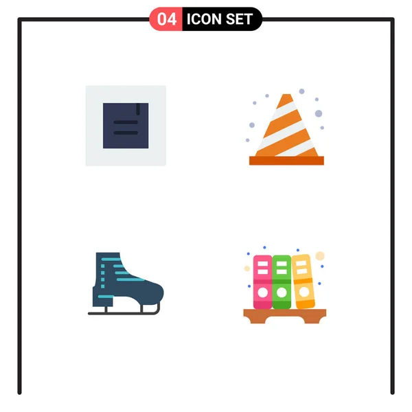 Thematic Vector Flat Icons Editable Symbols Layout Ice Attention Road — Stock Vector