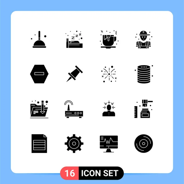 Set Commercial Solid Glyphs Pack Denied Plumbing Tea Plumber Mechanic — Vector de stock