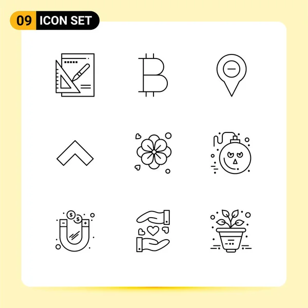 Universal Icon Symbols Group Modern Outlines Summer Flower Map Forward — Stockvektor