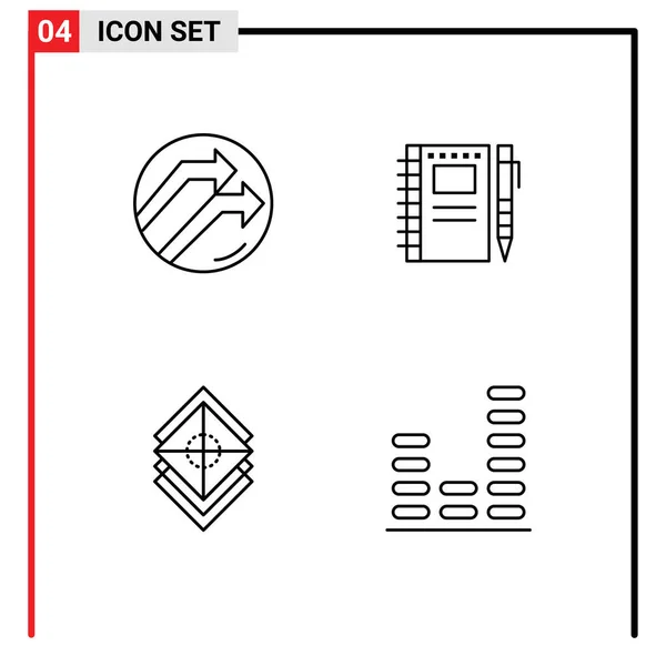 Set Van Moderne Pictogrammen Symbolen Tekenen Voor Pijl Rangschikking Rapport — Stockvector