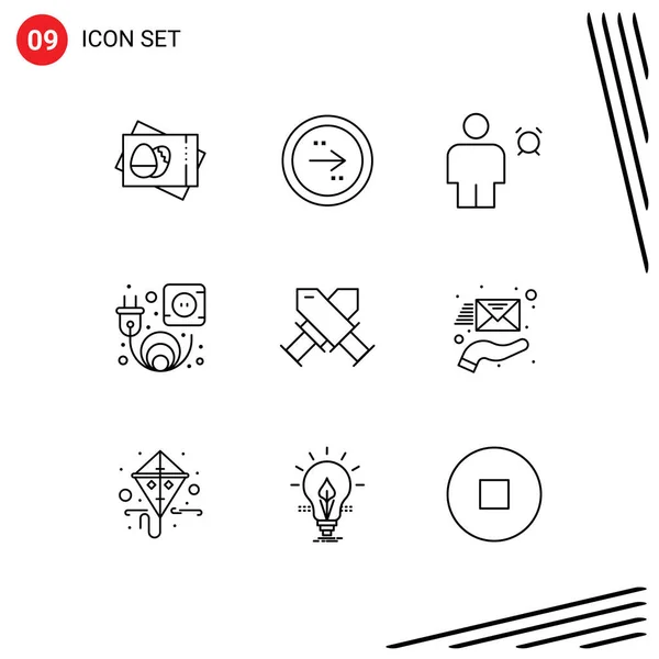 Stock Vector Icon Pack Line Signs Symbols Achievement Outlet Right — Stock Vector