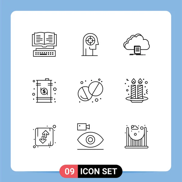 Creative Icons Modern Signs Symbols Drum Data Human Business File — Stock Vector