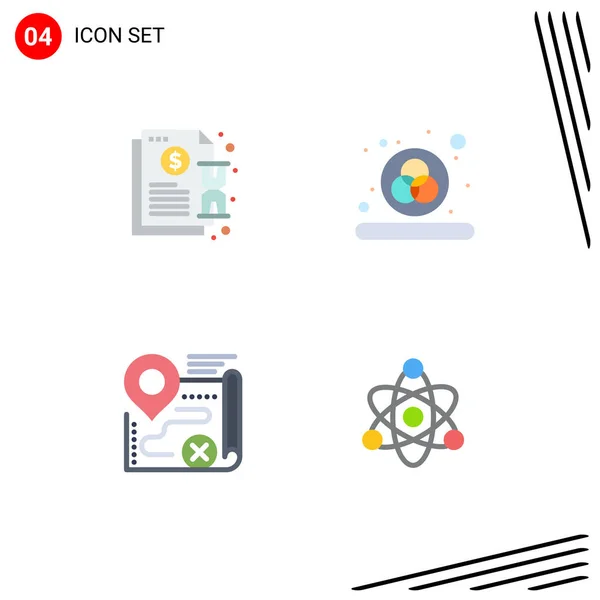 Mobile Interface Flat Icon Set Pictograms Contract Route Notification Design — Archivo Imágenes Vectoriales